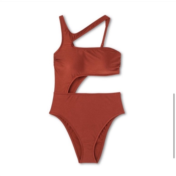 FeNoel x Target NWT Metallic Brown Cut Out High Leg Cheeky Swimsuit - Picture 2 of 7